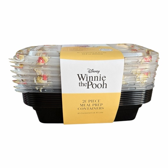 Disney Winnie the Pooh Meal Prep Container 20 Piece Set - Yellow & Red 33.8 Oz. - Picture 2 of 4